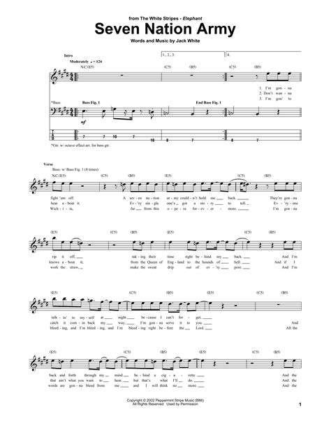 seven nation army bass tab